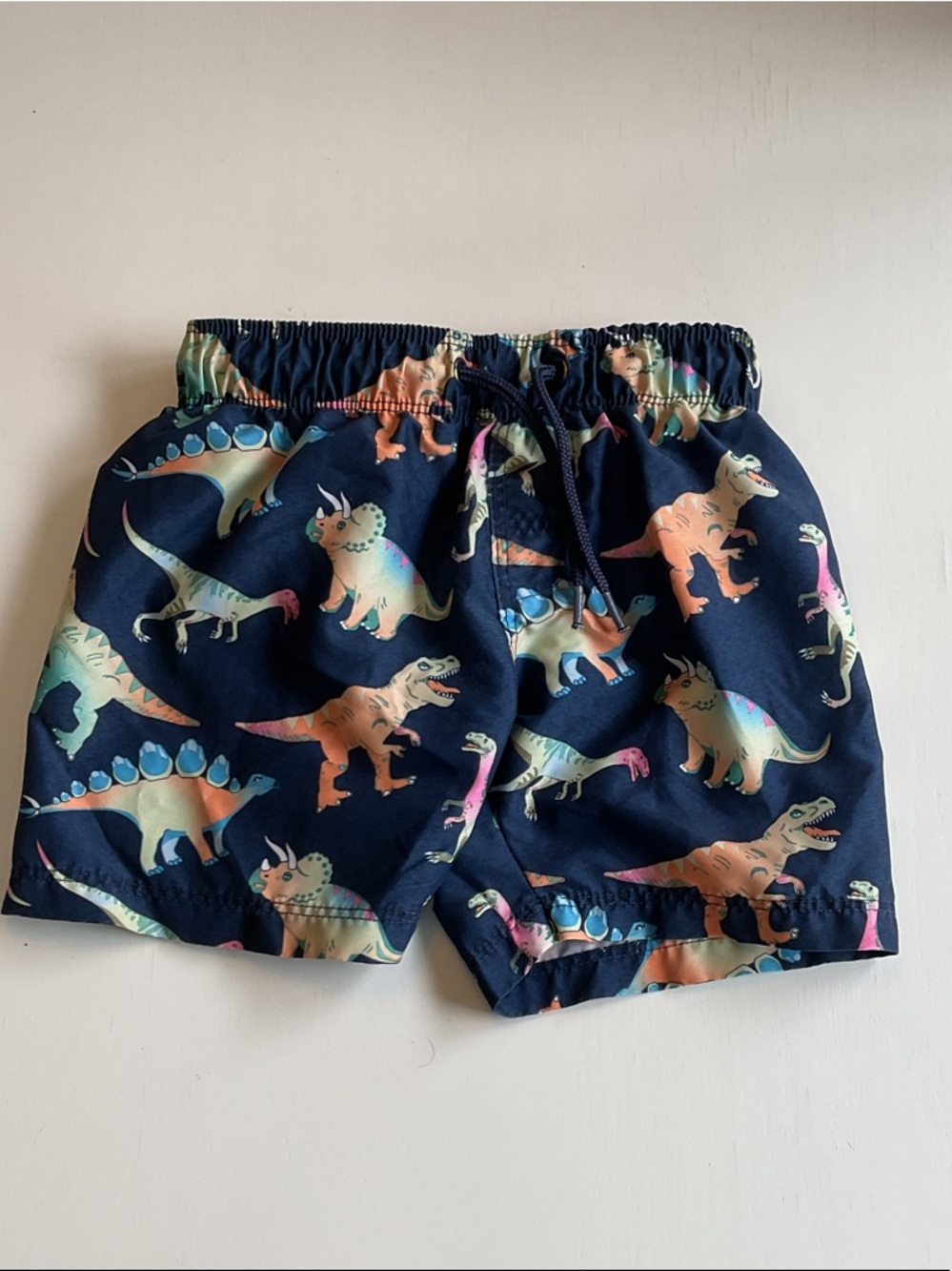 H&M Navy Swim Shorts with Multicolor Dinosaur Print